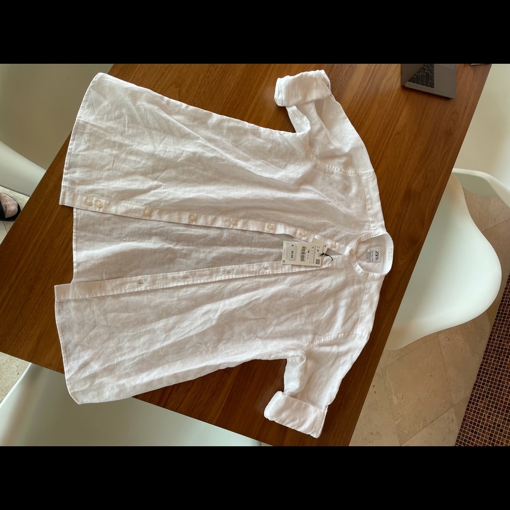 Zara linen button down white M